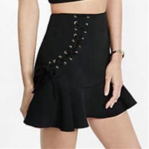 Express Black Lace Up Flippy Skirt NWOT
